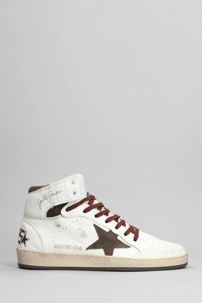 Shop Golden Goose Sky Star Sneakers In White Leather