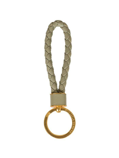 Shop Bottega Veneta Braided Keyring In Travertine-gold