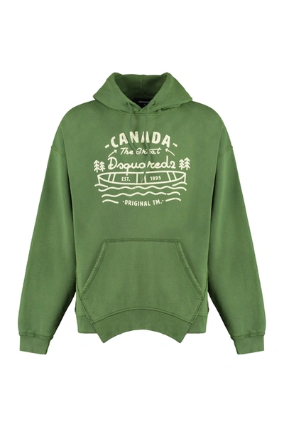 Shop Dsquared2 Printed Hoodie In Green