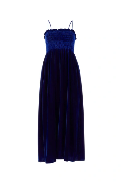 Shop Gucci Blue Velvet Dress In Default Title