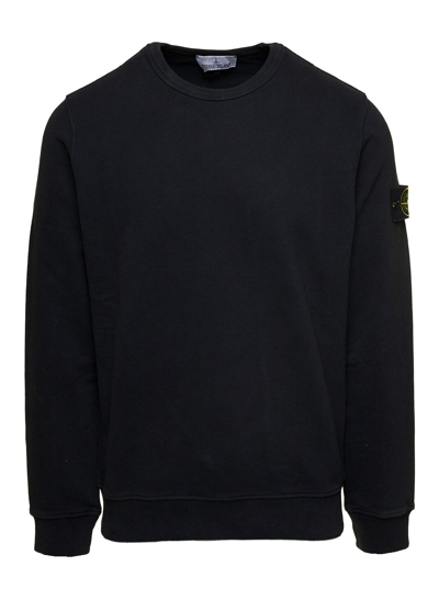 Shop Stone Island Black Long-sleeved Sweatshirt With Patch Logo In Cotton Man In Nero