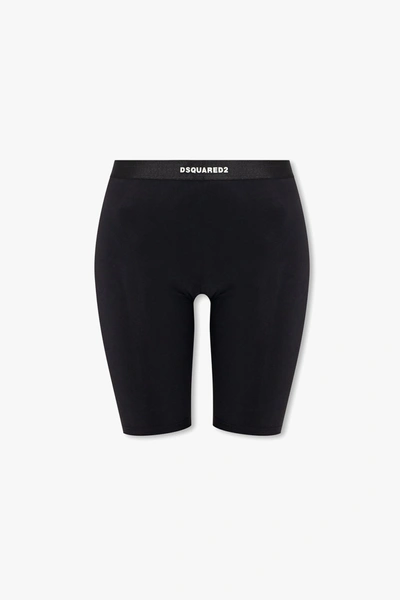 Shop Dsquared2 Black Cropped Leggings With Logo In New