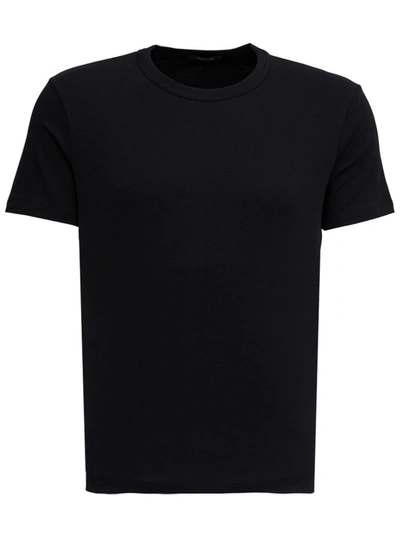 Shop Tom Ford Black Cotton Crew Neck T-shirt Man