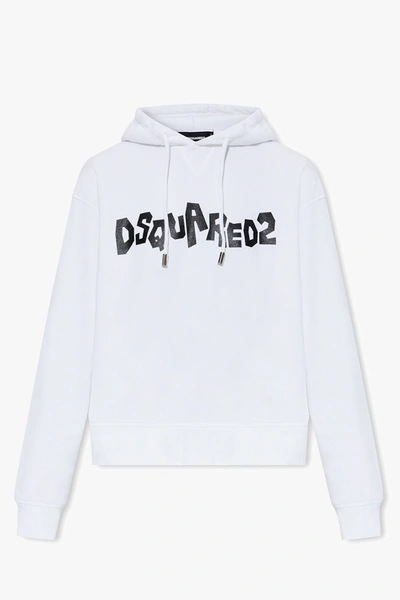 Shop Dsquared2 White Hoodie With Logo In New