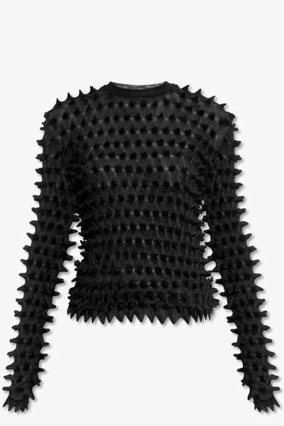 Shop Versace Black Textured Top With Spikes In New