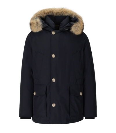 Shop Woolrich Arctic Detachable Fur Bleu Parka In Blu