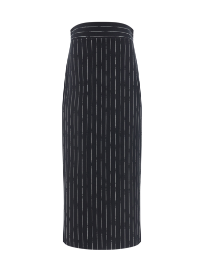 Shop Alexander Mcqueen Longuette Skirt In Black/ivory