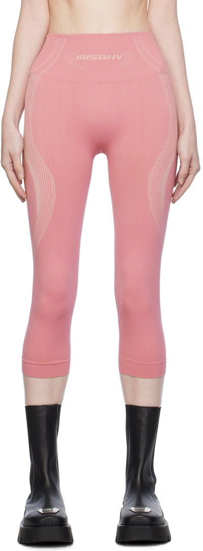 Shop Misbhv Pink Jacquard Leggings In Bubblegum