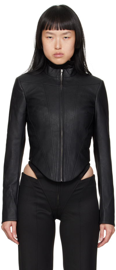 Shop Misbhv Black Matte Faux-leather Jacket