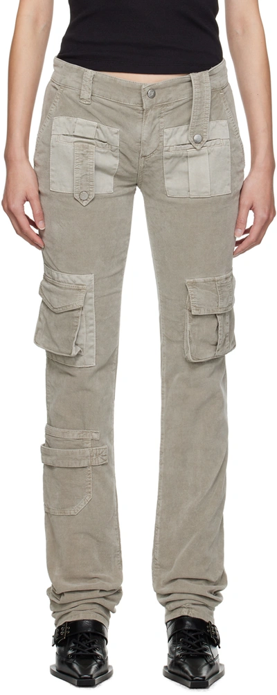 Shop Blumarine Gray Cargo Pocket Trousers In N0802 Mushroom