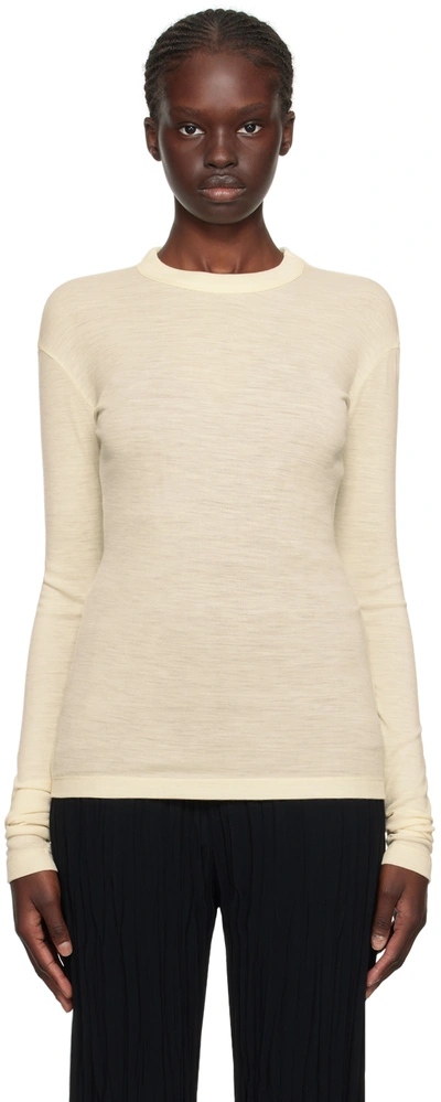 Shop Bite Off-white Crewneck Long Sleeve T-shirt In Cream 0077