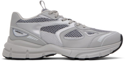 Shop Axel Arigato Gray & Silver Marathon Runner Sneakers In Grey/silver