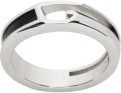 Shop Givenchy Silver & Black Giv Cut Ring In 008-black/silvery