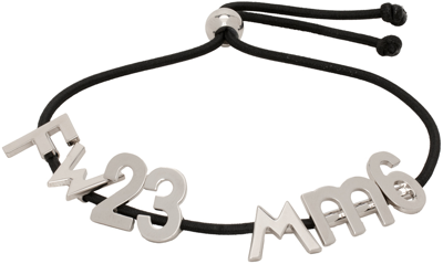 Shop Mm6 Maison Margiela Black Letter Collection Bracelet In 963 Black/palladio