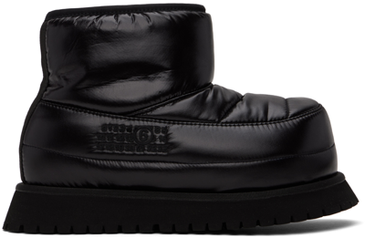 Shop Mm6 Maison Margiela Black Padded Boots In T8013 Black