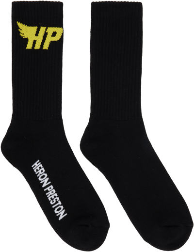 Shop Heron Preston Black & Yellow Hp Fly Socks In Black Yellow