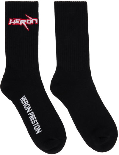Shop Heron Preston Black Race Heron Socks In Black White