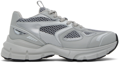 Axel Arigato Marathon Runner Grey Low Top Sneakers With Reflective Details In Leather Blend Woman In Grey/silver