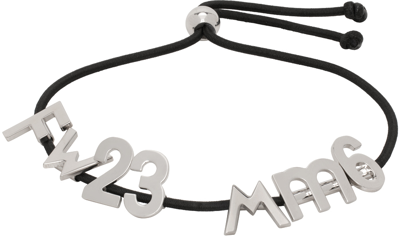 Shop Mm6 Maison Margiela Black Letter Collection Bracelet In 963 Black/palladio