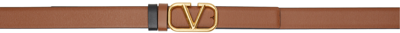 Shop Valentino Reversible Brown & Black Vlogo Belt In 11j Selleria-nero
