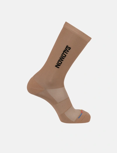 Shop Salomon 365 Crew Socks In Beige