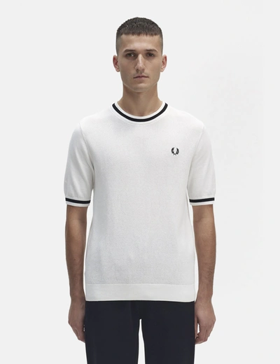Shop Fred Perry Textured Knitted T-shirt In White