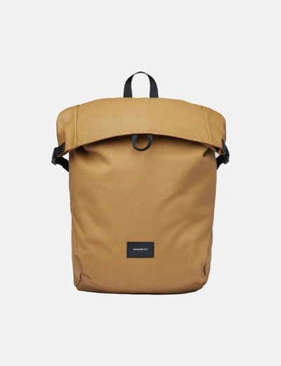 Shop Sandqvist Alfred Rolltop Backpack (polycotton)- Bronze/black In Brown