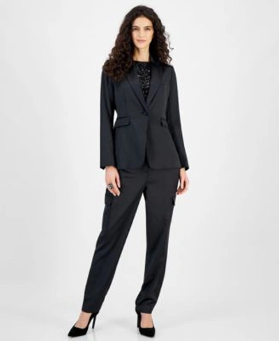 Shop Bar Iii Womens Satin Blazer Sequined Top Pants Created For Macys In Black