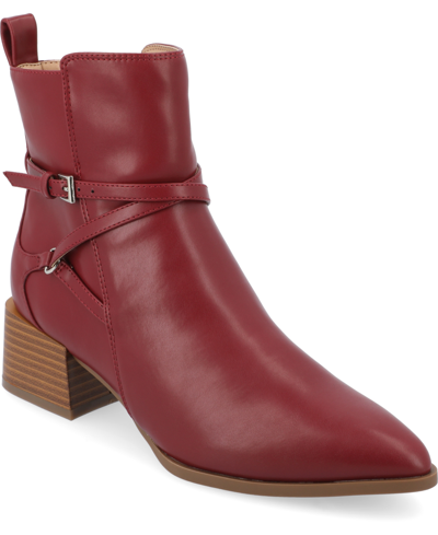 Shop Journee Collection Women's Estelle Block Heel Booties In Wine