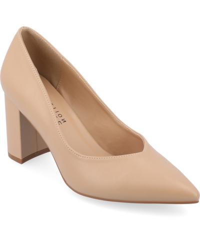Journee Collection Simonne Pointed Toe Pump In Almond