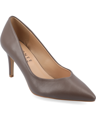 Journee Collection Gabriella Pointed Toe Pump In Truffle