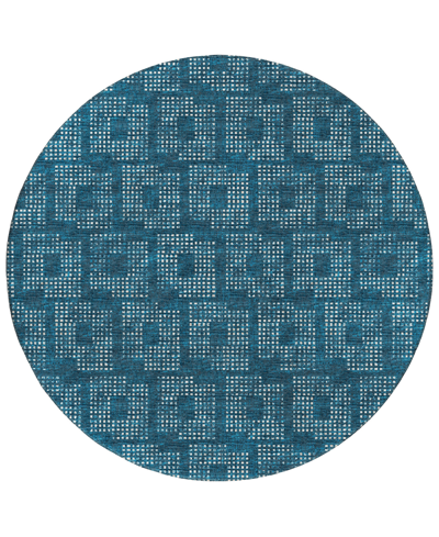 Shop Addison Eleanor Outdoor Washable Aer31 8' X 8' Round Area Rug In Blue