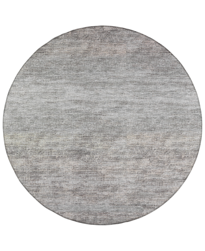 Shop Addison Marston Outdoor Washable Ama31 8' X 8' Round Area Rug In Silver