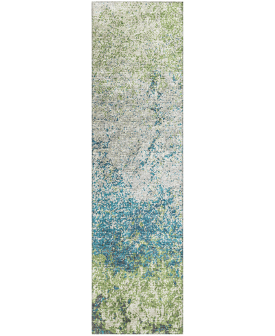 Shop Addison Rylee Outdoor Washable Ary33 2'3" X 7'6" Runner Area Rug In Green