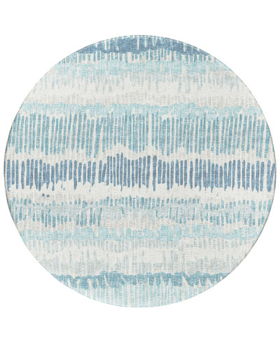 Shop Addison Rylee Outdoor Washable Ary34 8' X 8' Round Area Rug In Blue