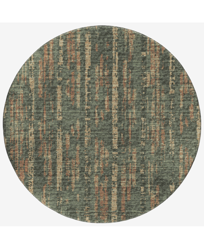 Shop Addison Rylee Outdoor Washable Ary36 8' X 8' Round Area Rug In Green