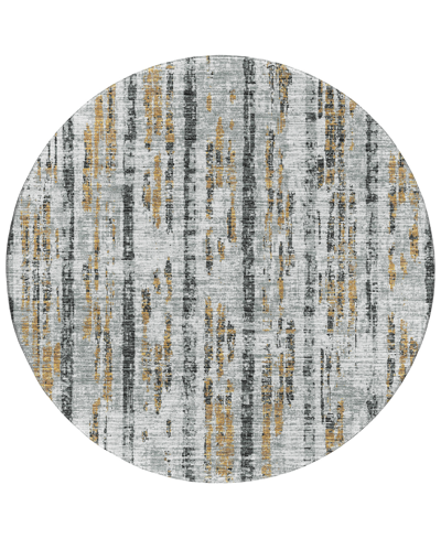 Shop Addison Rylee Outdoor Washable Ary36 8' X 8' Round Area Rug In Silver