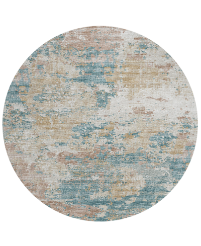 Shop Addison Accord Outdoor Washable Aac34 8' X 8' Round Area Rug In Teal