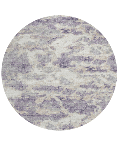 Shop Addison Accord Outdoor Washable Aac36 8' X 8' Round Area Rug In Purple