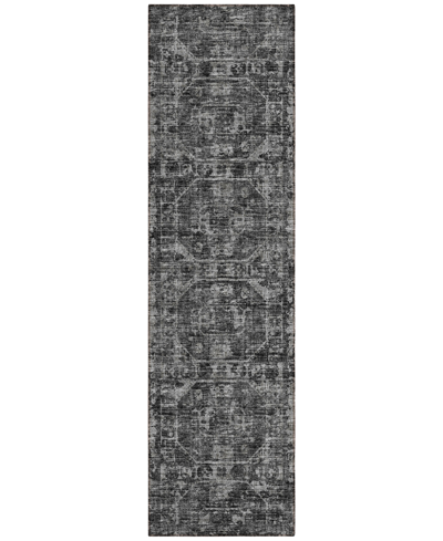 Shop Addison Othello Outdoor Washable Aot32 2'3" X 7'6" Runner Area Rug In Black