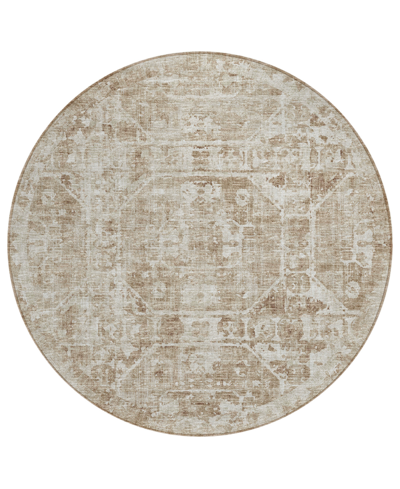Shop Addison Othello Outdoor Washable Aot32 8' X 8' Round Area Rug In Tan/beige