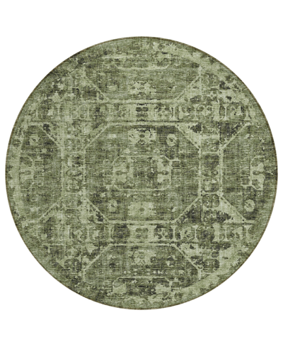 Shop Addison Othello Outdoor Washable Aot32 8' X 8' Round Area Rug In Olive