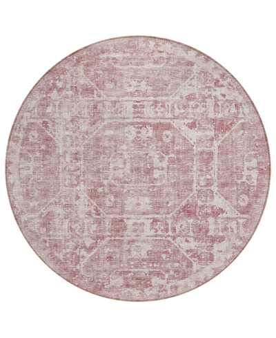 Shop Addison Othello Outdoor Washable Aot32 8' X 8' Round Area Rug In Pink