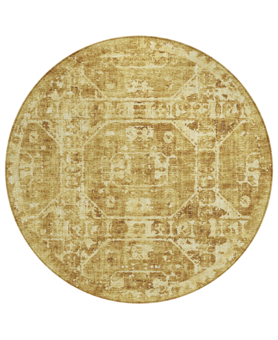 Shop Addison Othello Outdoor Washable Aot32 8' X 8' Round Area Rug In Maize
