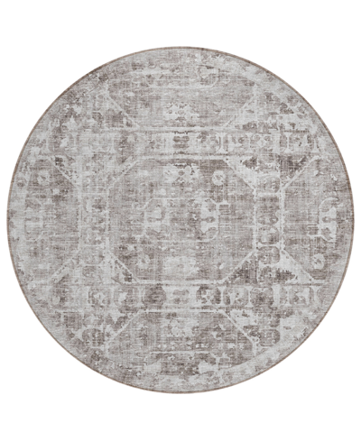 Shop Addison Othello Outdoor Washable Aot32 8' X 8' Round Area Rug In Mocha