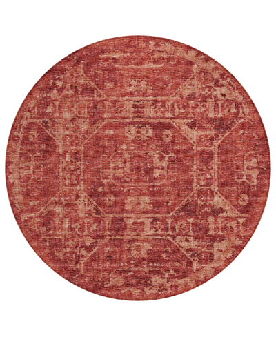 Shop Addison Othello Outdoor Washable Aot32 8' X 8' Round Area Rug In Copper