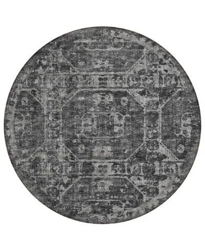 Shop Addison Othello Outdoor Washable Aot32 8' X 8' Round Area Rug In Black