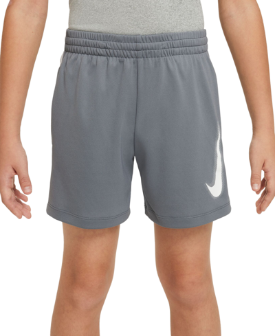 Shop Nike Big Boys Multi Dri-fit Graphic Training Shorts In Smoke Grey