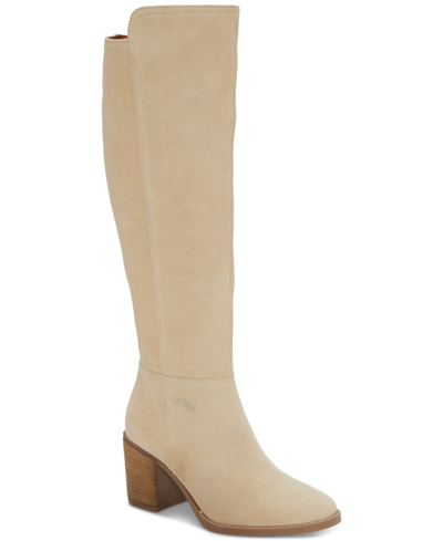 Shop Lucky Brand Women's Bonnay Knee-high Block-heel Boots In Wood Ash