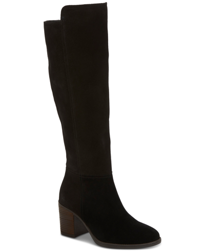 Shop Lucky Brand Women's Bonnay Knee-high Block-heel Boots In Black